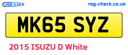 MK65SYZ are the vehicle registration plates.