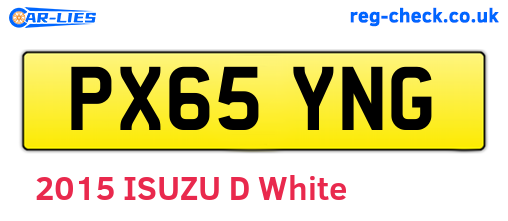 PX65YNG are the vehicle registration plates.