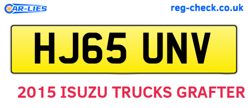 HJ65UNV are the vehicle registration plates.