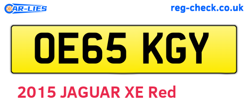 OE65KGY are the vehicle registration plates.