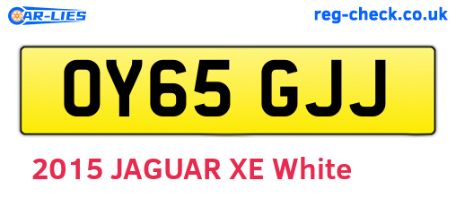 OY65GJJ are the vehicle registration plates.