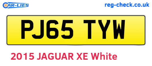 PJ65TYW are the vehicle registration plates.