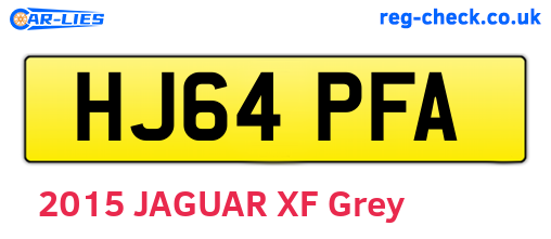 HJ64PFA are the vehicle registration plates.