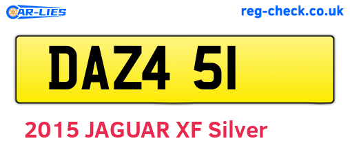 DAZ451 are the vehicle registration plates.