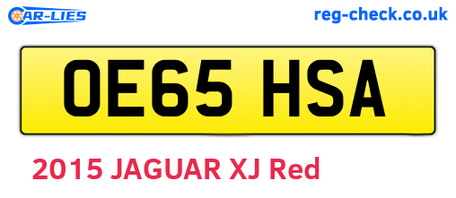 OE65HSA are the vehicle registration plates.