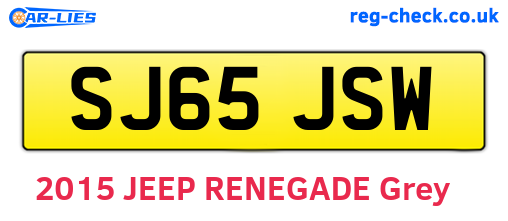 SJ65JSW are the vehicle registration plates.