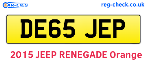 DE65JEP are the vehicle registration plates.