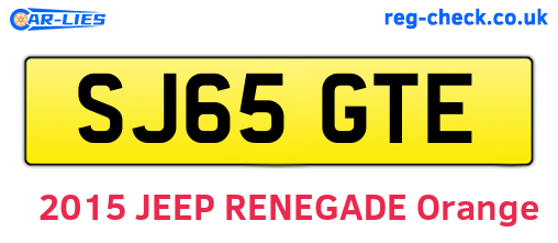 SJ65GTE are the vehicle registration plates.