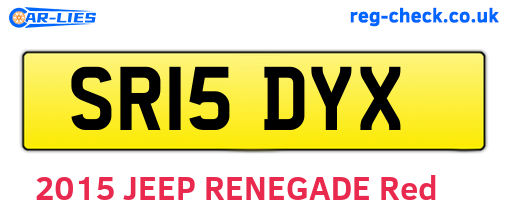 SR15DYX are the vehicle registration plates.