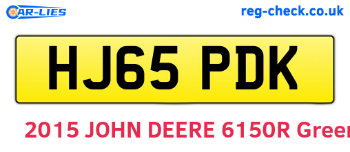 HJ65PDK are the vehicle registration plates.