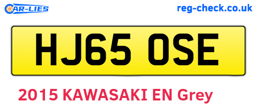 HJ65OSE are the vehicle registration plates.