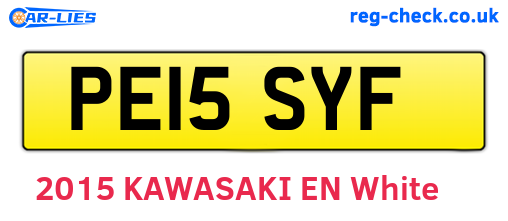 PE15SYF are the vehicle registration plates.