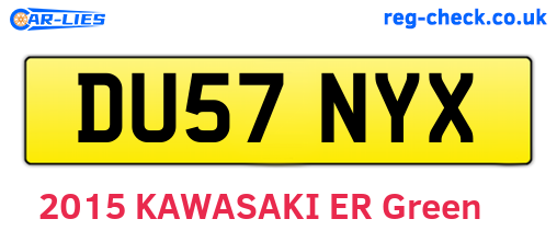 DU57NYX are the vehicle registration plates.