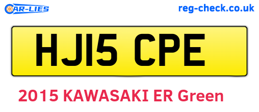 HJ15CPE are the vehicle registration plates.