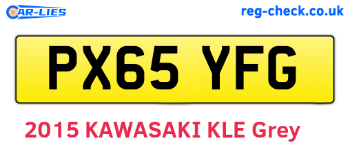 PX65YFG are the vehicle registration plates.