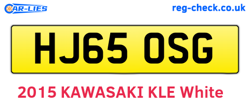 HJ65OSG are the vehicle registration plates.