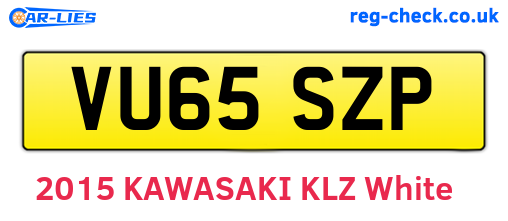 VU65SZP are the vehicle registration plates.