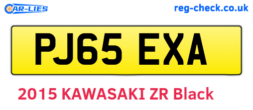 PJ65EXA are the vehicle registration plates.