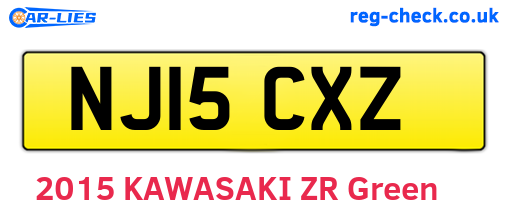 NJ15CXZ are the vehicle registration plates.