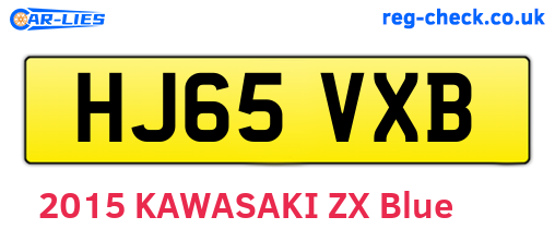HJ65VXB are the vehicle registration plates.