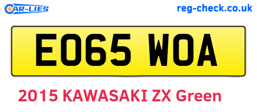 EO65WOA are the vehicle registration plates.