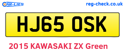 HJ65OSK are the vehicle registration plates.