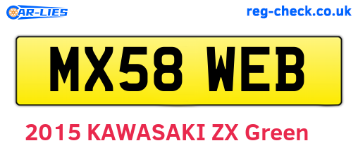MX58WEB are the vehicle registration plates.