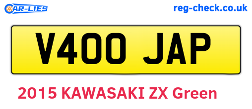 V400JAP are the vehicle registration plates.