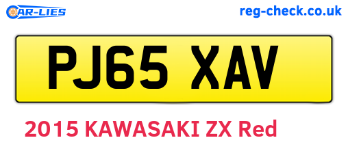 PJ65XAV are the vehicle registration plates.