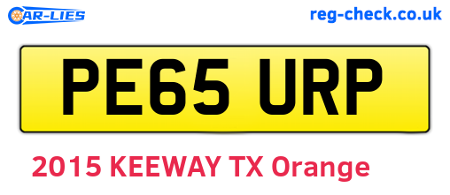 PE65URP are the vehicle registration plates.