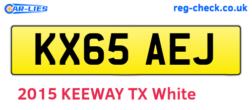 KX65AEJ are the vehicle registration plates.