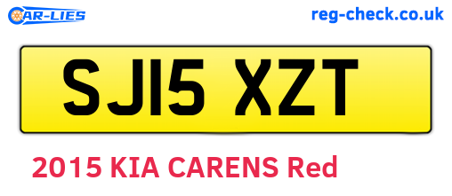 SJ15XZT are the vehicle registration plates.