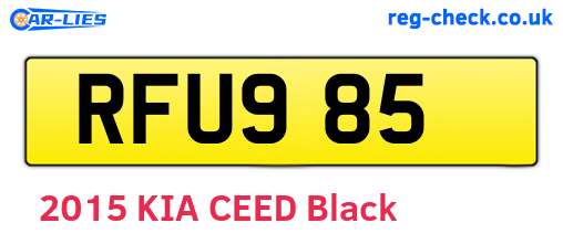 RFU985 are the vehicle registration plates.