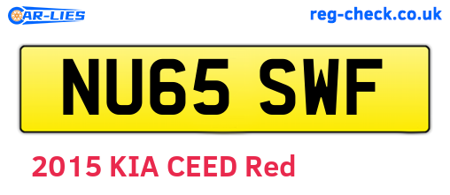 NU65SWF are the vehicle registration plates.
