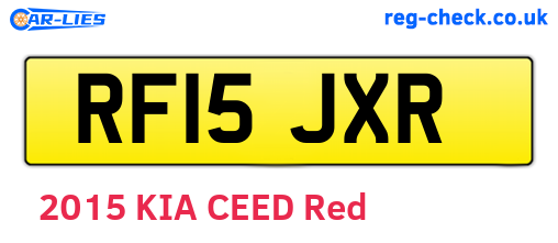 RF15JXR are the vehicle registration plates.