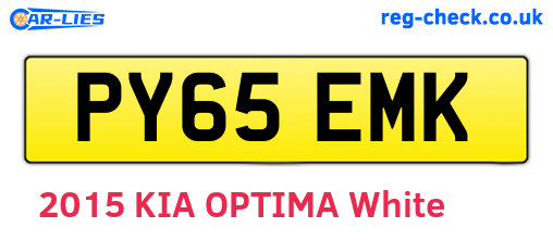 PY65EMK are the vehicle registration plates.