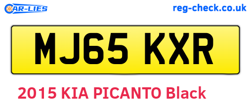MJ65KXR are the vehicle registration plates.