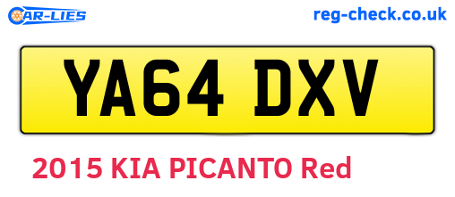 YA64DXV are the vehicle registration plates.
