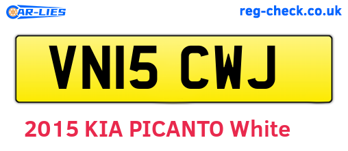 VN15CWJ are the vehicle registration plates.