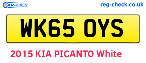 WK65OYS are the vehicle registration plates.
