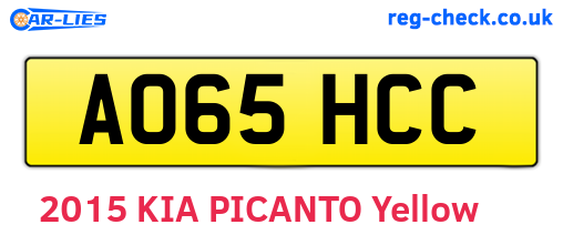 AO65HCC are the vehicle registration plates.