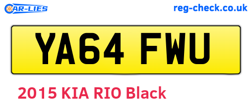 YA64FWU are the vehicle registration plates.