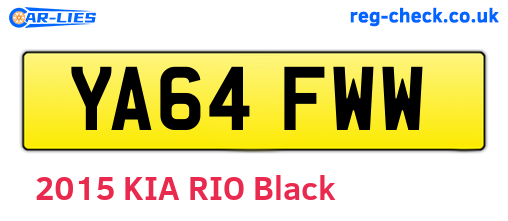 YA64FWW are the vehicle registration plates.