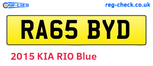 RA65BYD are the vehicle registration plates.