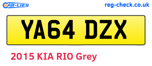 YA64DZX are the vehicle registration plates.
