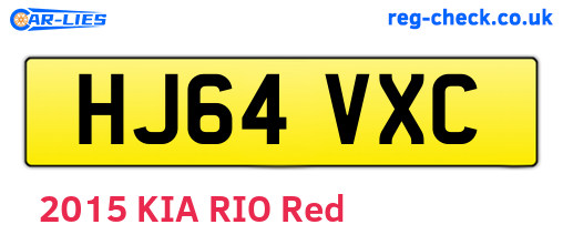 HJ64VXC are the vehicle registration plates.