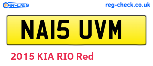 NA15UVM are the vehicle registration plates.