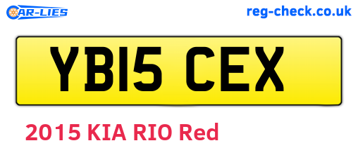 YB15CEX are the vehicle registration plates.