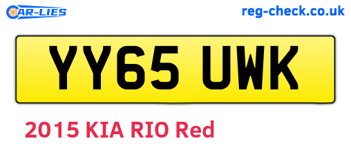 YY65UWK are the vehicle registration plates.