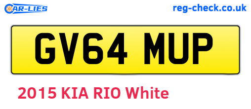 GV64MUP are the vehicle registration plates.